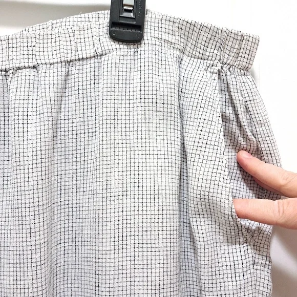 Eileen Fisher White Black Check Linen Tapered Pant Size Large - Picture 4 of 9